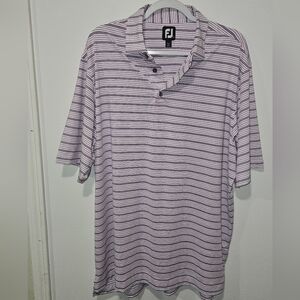 FootJoy Men's Purple And White Striped Golf Polo Shirt Size XL